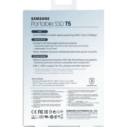 Samsung T5 ekstern SSD harddisk 250GB, blå
