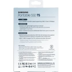 Samsung T5 ekstern SSD harddisk 500GB, blå