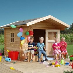 PLUS legehus m/terrasse ubeh. nåletræ 134x134+58cm