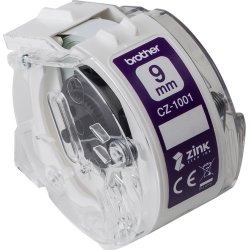 Brother CZ-farvelabeltape, 9mm x 5m, hvid