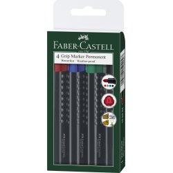Faber-Castell Grip Marker, skrå spids, 4 stk.