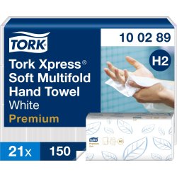 Tork H2 Xpress Premium Håndklædeark, 3-fold, 21 pk