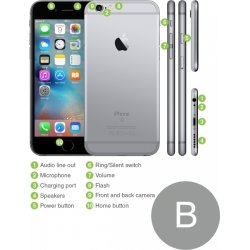 Brugt Apple iPhone 6S, 64GB, Space Grey, (B)