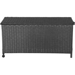 Victor hyndeboks i sort polyrattan, inkl. hjul
