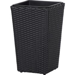Josefine blomsterkrukke i sort polyrattan, H50 cm