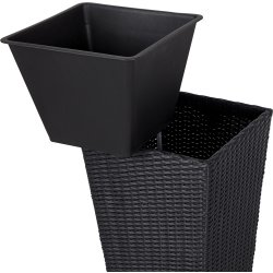 Josefine blomsterkrukke i sort polyrattan, H70 cm