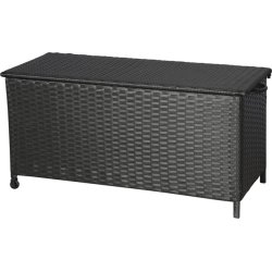 Victor hyndeboks i sort polyrattan, inkl. hjul