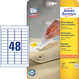 Avery L4736R Etiketter | 45,7x21,2 mm | 480 stk.