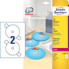 Avery L7760-25 CD-etiketter, 117mm, farvelaser
