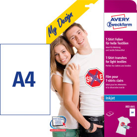 Avery MD1001 Tøj transfer etiketter | A4 | 5 stk.