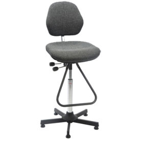 Aktiv arbejdsstol m/ fodbøjle, grå, stof