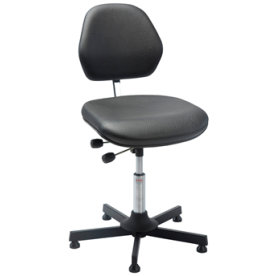 Aktiv arbejdsstol m/ glat søjle, sort, kunstlæder