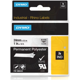 Dymo RHINO Permanent Polyester 19mm, sort på metal