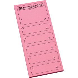 Stemmeseddel 4705 | 10x25 cm | Rosa