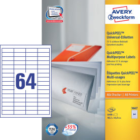 Avery 3667 Etiketter | 48,5x16,9 mm | 6400 stk.