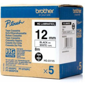 Brother HGe251V5 labeltape 24mm, sort på hvid