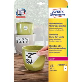 Avery L4775R Etiketter | A4 | 20 stk.