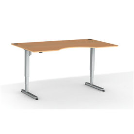 Stay hæve-/sænkebord, 180x100 cm, center, bøg/alu