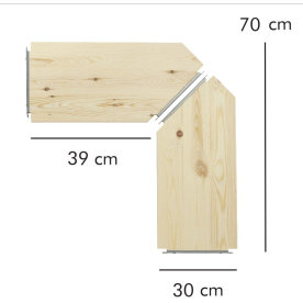ABC hjørnehylder, 2 stk., 30 cm, natur