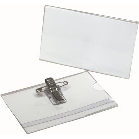 Bantex Navneskilt m. clips/nål | 55x90 mm