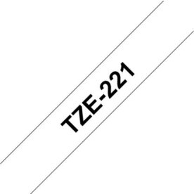 Brother TZe-221 labeltape 9mm, sort på hvid