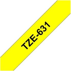 Brother TZe-631 labeltape 12mm, sort på gul