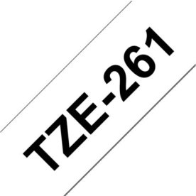 Brother TZe-261 labeltape 36mm, sort på hvid