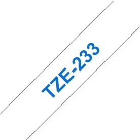 Brother TZe-233 labeltape 12mm, blå på hvid
