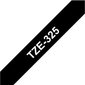 Brother TZe-325 labeltape 9mm, hvid på sort