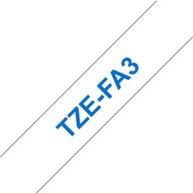 Brother TZe-FA3 stoftape 12mm, blå på hvid