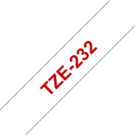 Brother TZe-232 labeltape 12mm, rød på hvid