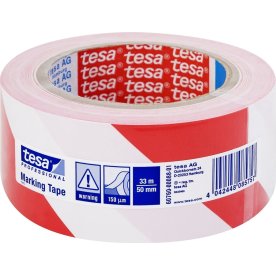 tesa Markeringstape permanent 50 mm, rød/hvid