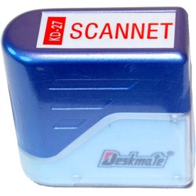 Deskmate stempel med tekst: "Scannet"