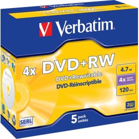 Verbatim DVD+RW 4,7GB Jewel Case, 5 stk