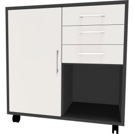 Stay skab m/ 4 rum, 1 låge og 3 skuffer, uden lås