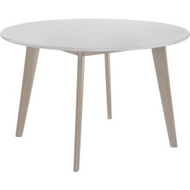 Copenhagen kantinebord, Ø120 cm. Hvid/Eg whitewash
