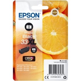 Epson C13T33314022 blækpatron, sort XL m/alarm