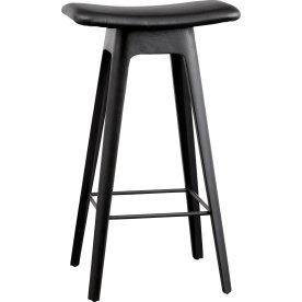 HC1 Barstol, Sort med læder sæde, H 67 cm