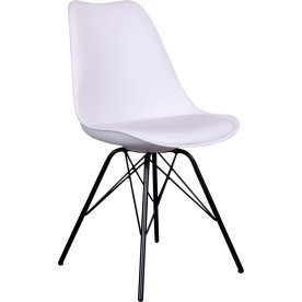 Oslo spisebordsstol, hvid m. sort stålstel 