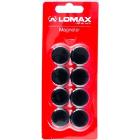 Lomax runde whiteboard magneter, 8 stk, 2 cm, sort