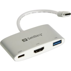 Sandberg USB-C til HDMI+USB, hvid