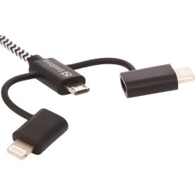Sandberg 3i1 USB til Lightning+MicroUSB+USB-C (1m)