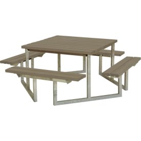 Plus Twist bord/bænkesæt, Gråbrun, 204 cm