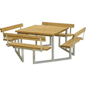 Plus Twist bord/bænkesæt m/4 Ryglæn, Lærk, 227 cm
