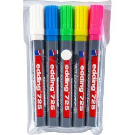 Edding 725 NEON whiteboard marker sæt m. 5 penne