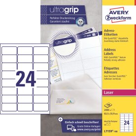 Avery L7159 Etiketter | 63,5x33,9 mm | 2400 stk.