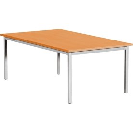 Kantinebord, 120x80 cm, bøg med alufarvet stel