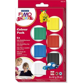 Fimo Kids Ler Colour Pack, 6x42 g, standardfarver