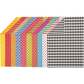 Colortime Mønstret Karton, A4, 250g, 20 ark, ass.