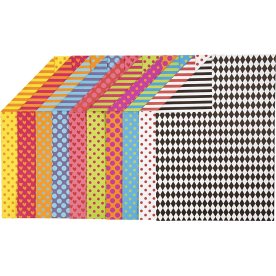 Colortime Mønstret Karton, A4, 250g, 200 ark, ass.